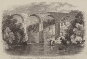 North-Eastern RailwayのDurham and Bishop-Auckland BranchのWear川にかかる橋(彫刻) 作： English School