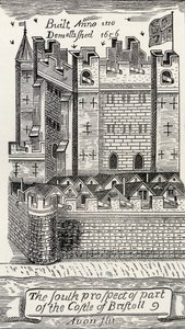 1873年に出版されたジェームズミラーの1673年のブリストルの地図の後にある、JRグリーンの「イギリス人の短い歴史」からのブリストル城 作： English School