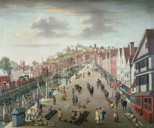 ブリストルの埠頭と波止場、1760年頃（油彩・キャンバス 作： English School