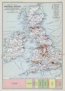 イギリス諸島の工業製品、繊維製造、金物製造など（カラーリトグラフ） 作： English School