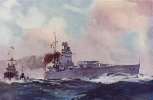 イギリスのネルソン級戦艦(カラーリトグラフ) 作： English School