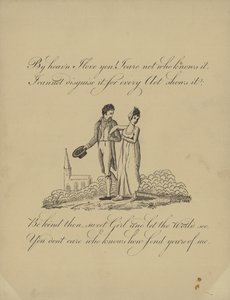 腕を組んで歩く男女の画像が付いたイギリスのバレンタインカード 作： English School