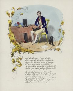 ブーツを修理する人のイメージが付いているイギリスのバレンタインカード