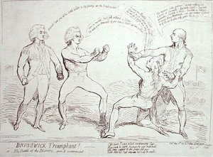 1789年にJ.エイトケンが出版した「ブランズウィックの勝利」（銅版画） 作： English School