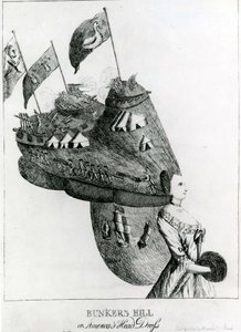 バンカーズヒル、またはアメリカズヘッドドレス、1776 作： English School