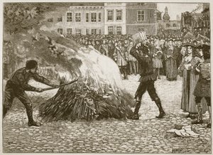 Common HangmanによるBlountsパンフレットの焼き付け、Cassells Illustrated History of England（sepia写真）からのイラスト 作： English School
