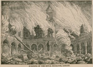 1838年1月10日の夜、ロンドンの王立交易所の焼却 作： English School
