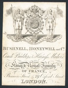 Bushnell、Honeywell and Co、コーチビルダーおよびハーネスメーカー、トレードカード 作： English School