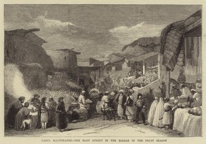 Cabul Illustrated, the Main Street in Bazaar in the Fruit Season (e.g. engraving) 作： English School
