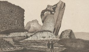 ケアフィリー城、斜塔 (litho) 作： English School