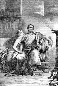 Calpurnia (Calpurnia Pisonis) and Caesar - Jules Cesar - The Tragedy of Julius Caesar - Illustrated in "Completes de William Shakespeare" 1866 - この版の図版と一般的な形式は、Cassell