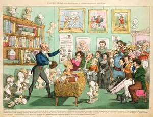 子牛の頭と脳。または、1フレノロジー講義、1826年（カラーエッチング）