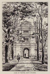 ケンブリッジカイウス・カレッジ「美徳の門」（銅版画 作： English School