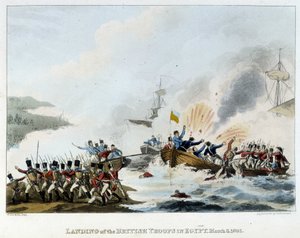エジプトのキャンペーン（遠征）（1798〜1801年）。3月8日、エジプトにおけるイギリス軍のデバーキング 作： English School