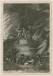 1779年10月6日のアクションでのジョージ・ファーマー大尉の勇姿（彫刻 作： English School