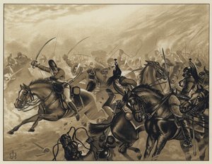 1811年5月5日、フエンテス・ドノロでのノーマン・ラムジー大尉と彼の砲兵隊（リトグラフ） 作： English School