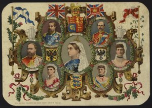 1887年のビクトリア女王ジュビリーを祝うカード 作： English School