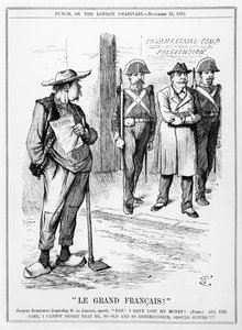 1892年11月26日、ロンドンのパンチ誌からのVicomte Ferdinand Marie de Lesseps（1805-94）の風刺画