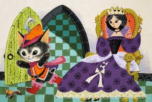 女王の前でネズミを追いかける猫 作： English School