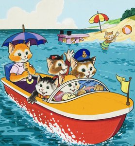 モーターボートの猫家族 作： English School