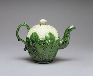 カリフラワーティーポット、スタッフォードシャー、バーレム産、1759〜66年頃（鉛釉薬クリーム陶器、スリップキャスト） 作： English School