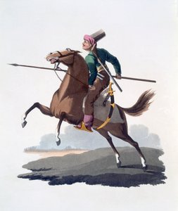 騎兵隊の男、1818年（着色されたアクアチント）