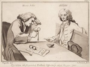 1720年代にButtons Coffee Houseを頻繁に訪れたキャラクター。マーティン・フォークス、アディソン 作： English School