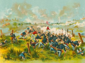1898年7月1日、サンファンヒルでの米軍部隊の突撃 作： English School
