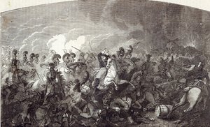 ウォータールーでのサマセット卿の重旅団の担当、およびフランス軍の完全敗走 作： English School