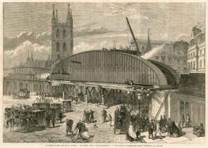 チャリングクロス鉄道の作品：ロンドンブリッジ駅のモンスターアイアンガーダーブリッジ 作： English School