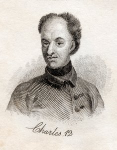 1825年に出版されたカニの歴史的辞書のスウェーデン国王チャールズ12世 作： English School