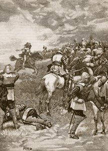 ナセビーの戦いでのチャールズ、カッセルズイラストレイテッドイングランドオブイングランドのイラスト（セピア写真） 作： English School