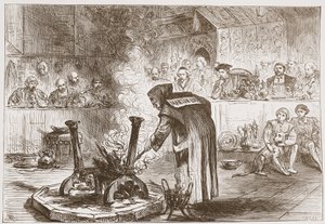 チャールズは、マスクの遊び、ジェームスエイトケンワイリー（1808-1890）によるパブのプロテスタンティズムの歴史からのイラストを見ます。 1878 作： English School