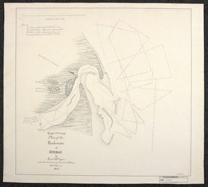 1822年、英国東インド会社の海洋調査員によるドバイの海図。H.C.海洋中尉J.M.ガイ中尉の指示の下、R.コーガン中尉が作成した「デバイ背後水域の三角測量図」と題する。 作： English School