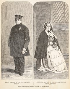 ペントンビル刑務所のチーフウォーダーとブリクストン女性刑務所刑務所の主任婦人、ロンドンの刑務所刑務所のイラストとヘンリーメイヒューとジョンの刑務所生活のシーン 作： English School