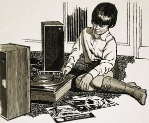 レコードプレーヤーを遊んでいる子供 作： English School