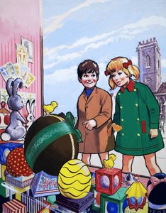 イースターのディスプレイを眺める子供 作： English School