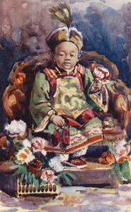 中国の子供たち中国の皇帝（カラーリトグラフ） 作： English School