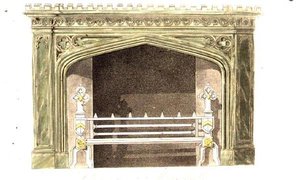 モナの大理石の煙突部分、1817年に出版されたアッカーマンの「芸術のリポジトリ」のプレート94（カラーリトグラフ） 作： English School
