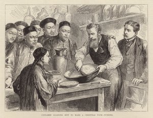 クリスマス・プラム・プディングの作り方を習う中国人（エングレーヴィング） 作： English School