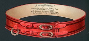 赤いベルト付きのクリスマスカード 作： English School