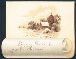 雪の中で教会、クリスマスカード 作： English School