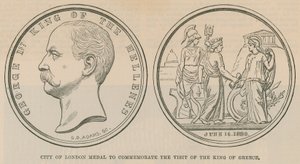 1880年6月のギリシャ王の訪問を記念するロンドン市メダル 作： English School