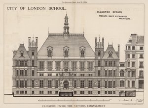 ロンドン市学校;ビクトリア堤防に面した標高