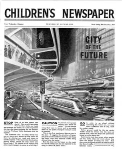 未来都市、1963年2月の「The Children&39;s Newspaper」の最初のページ（新聞） 作： English School