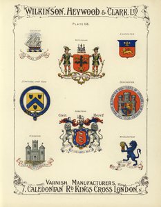 イギリスの町や都市の紋章（クロモリト 作： English School