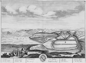 ダーラム近郊のコッケン、1710年頃（銅版画 作： English School
