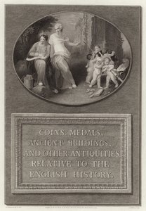 コイン、メダル、古代の建物、その他イギリス史に関連する古代遺物 作： English School