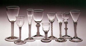 不透明なツイストステム付きのガラスのコレクション、1760-75（ガラス） 作： English School