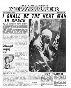 ジョン・グレン大佐、「子供新聞」のフロントページ、1961（新聞） 作： English School